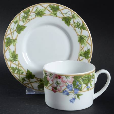 Floral Brocade Flat Cup & Saucer Set