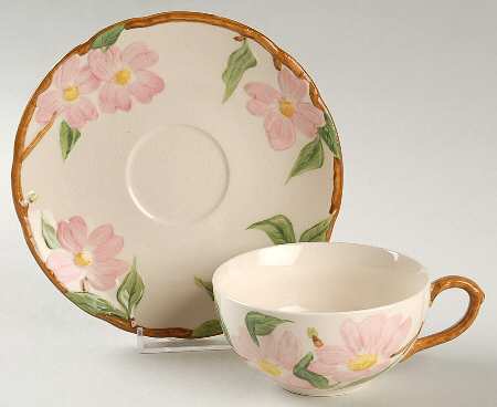 Pink Dogwood Flat Cup & Saucer Set by Maruta