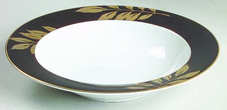 Gold Leaf Black 10" Round Vegetable Bowl