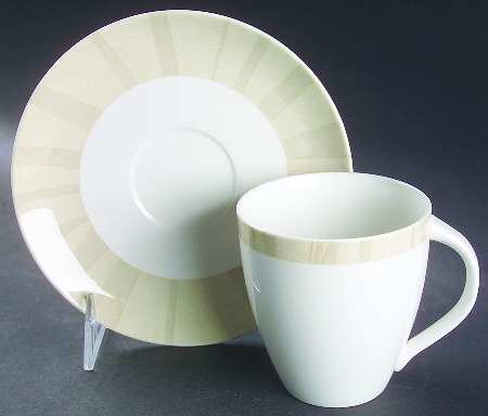 Nouveau Beige Flat Cup & Saucer Set