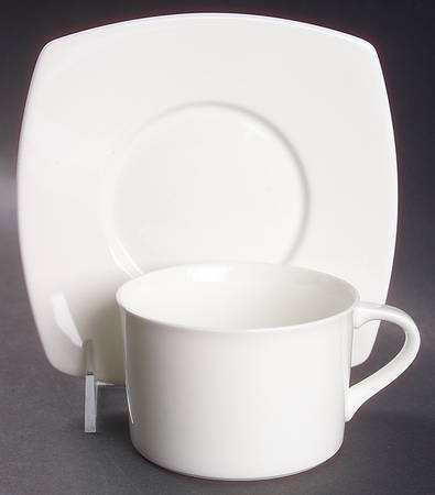 Elegance White Flat Cup & Saucer Set