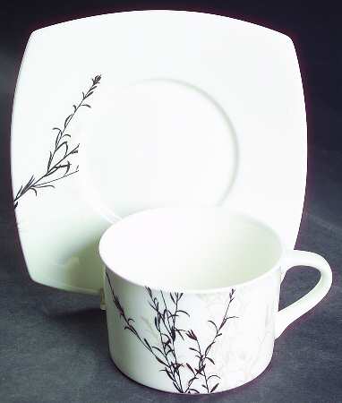 Ebony Shadow Flat Cup & Saucer Set