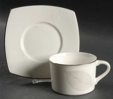 Silver Leaves Flat Cup & Saucer Set
