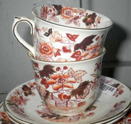 Bible (Rust Bible & Flowers) Flat Cup & Saucer Set by Mason's