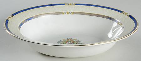 MEA133 (Cream and White) 10" Oval Vegetable Bowl