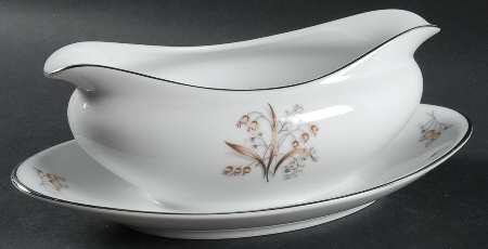Lily of The Valley Gravy Boat with Attached Underplate