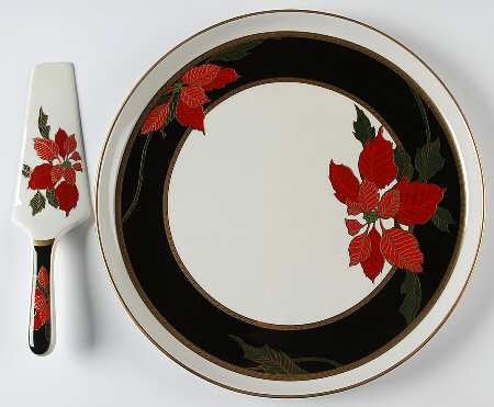 Christmas Eve Cake Plate & Solid Ceramic Server Set (Boxed)