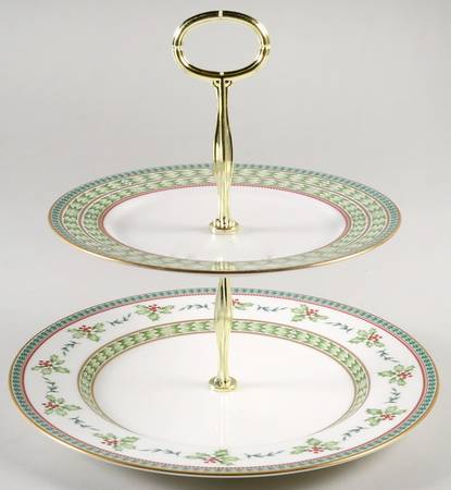 Holiday Celebration 2 Tiered Serving Tray (Dinner & Salad Plate)