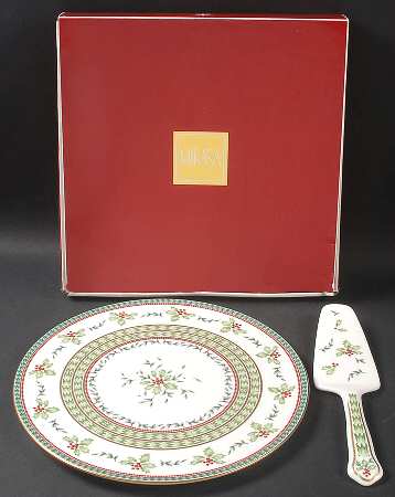 Holiday Celebration Cake Plate & Solid Ceramic Server Set (Boxed)