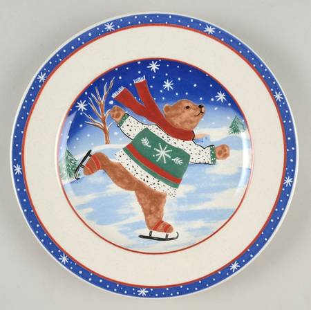 Skating Bears Salad/Dessert Plate