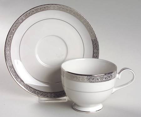 Imperial Court Platinum Footed Cup & Saucer Set