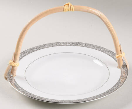 Imperial Court Platinum 5 3/8"-5 5/8" Bamboo Handled Serving Plate  HC