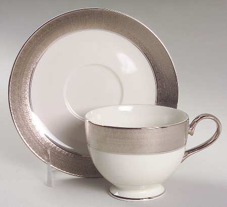 Opera Platinum Footed Cup & Saucer Set