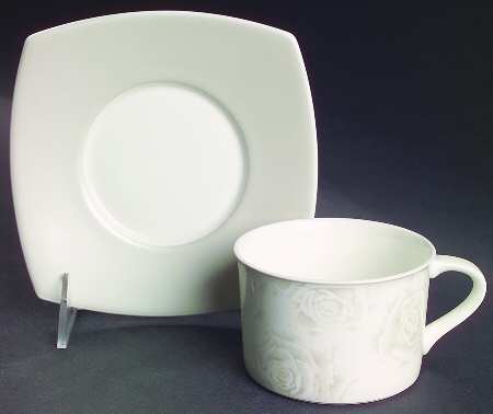 Silver Rose Flat Cup & Saucer Set