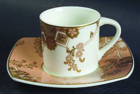 Victorian Paisley Flat Demitasse Cup & Saucer Set