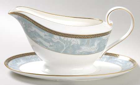 Enchanted Forest Blue Gravy Boat & Underplate