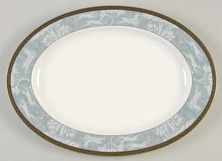 Enchanted Forest Blue 15" Oval Serving Platter