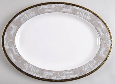 Enchanted Forest Taupe 14" Oval Serving Platter