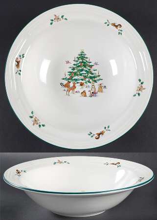 Woodland Christmas (Embossed Rim) 9" Round Vegetable Bowl