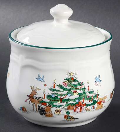 Woodland Christmas (Embossed Rim) Sugar Bowl & Lid