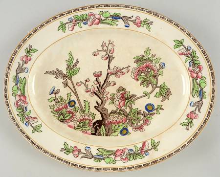 Indian Tree (Yellow Verge) 12" Oval Serving Platter by Alfred Meakin