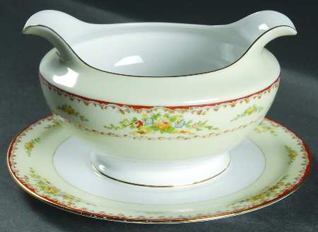 MEI882 Round Gravy Boat/Attached Underplate by Meito