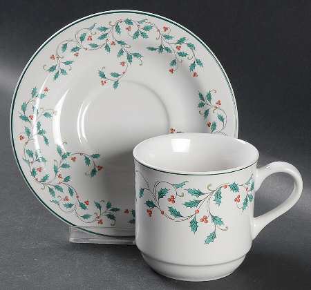 Holly Lace Flat Cup & Saucer Set