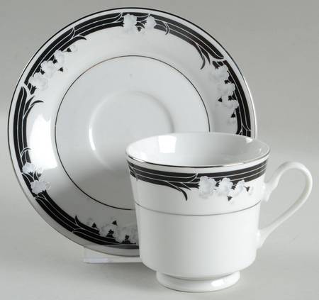 Tuxedo Footed Cup & Saucer Set by Majesty