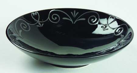 Tuscan Scroll Black Coupe Soup Bowl