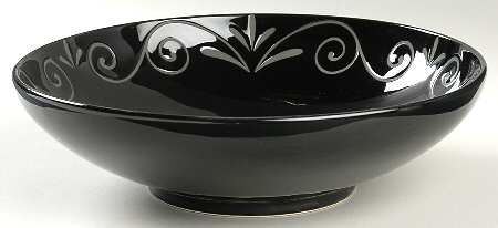 Tuscan Scroll Black 11" Round Vegetable Bowl