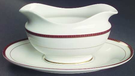 English Brocade Gravy Boat & Underplate