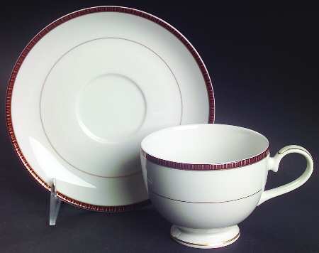 English Brocade Footed Cup & Saucer Set