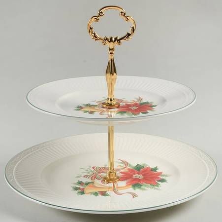 Italian Holiday 2 Tiered Serving Tray (Dinner & Salad Plate)