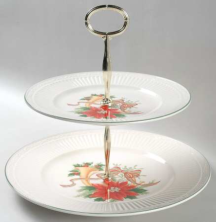 Italian Holiday 2 Tiered Serving Tray (Dinner & Salad Plate)