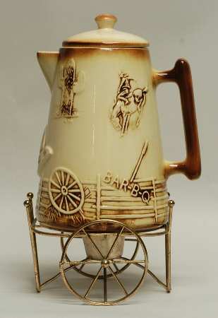 El Rancho Coffee Pot w/Lid & Metal Stand