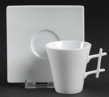 Oxygene White Flat Demitasse Cup & Saucer Set