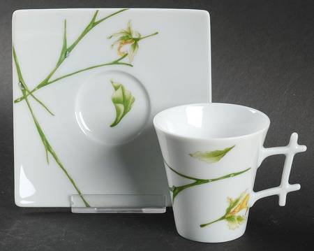 Jardin de Flore (Oxygene Shape) Flat Demitasse Cup & Saucer Set