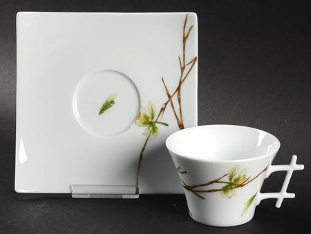 Jardin de Flore (Oxygene Shape) Flat Cup & Saucer Set