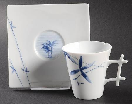 Regard (Oxygene Shape) Flat Demitasse Cup & Saucer Set
