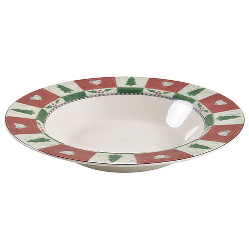 Folk Art Santa Large Rim Soup Bowl