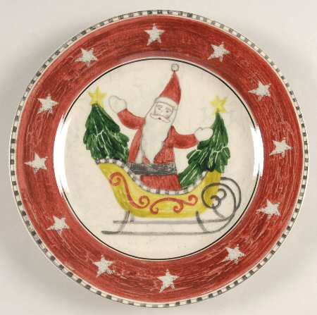 Folk Art Santa Salad Plate