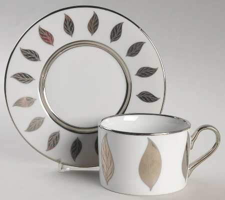 Silvering Leaves Flat Cup & Saucer Set