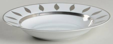 Silvering Leaves Large Rim Soup Bowl