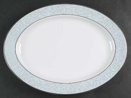 Parchment Blue 15" Oval Serving Platter