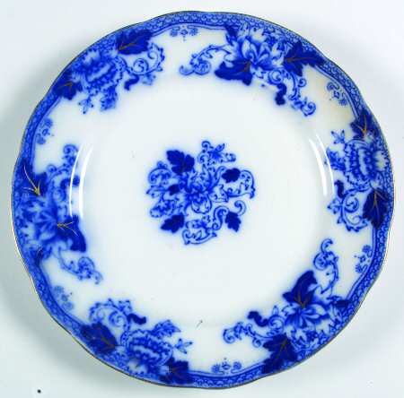 Roseville (Flow Blue, Gold Accent) by John Maddock &amp; Sons