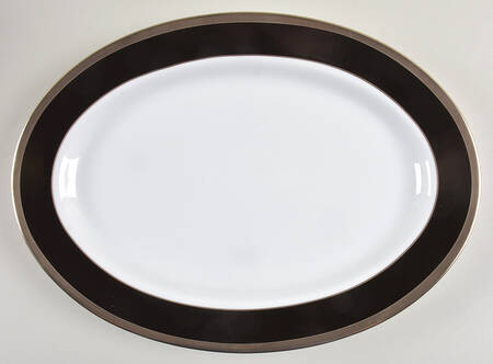 Tuxedo Black 14" Oval Serving Platter by Marc Blackwell