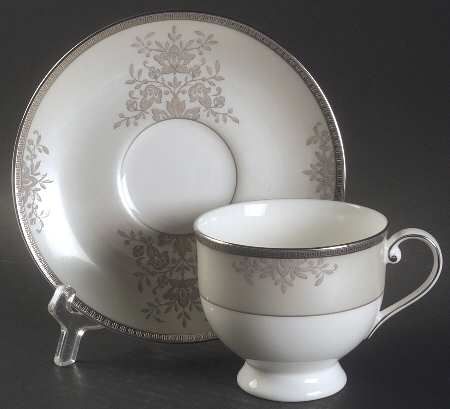 Floral Elegance Platinum Footed Cup & Saucer Set