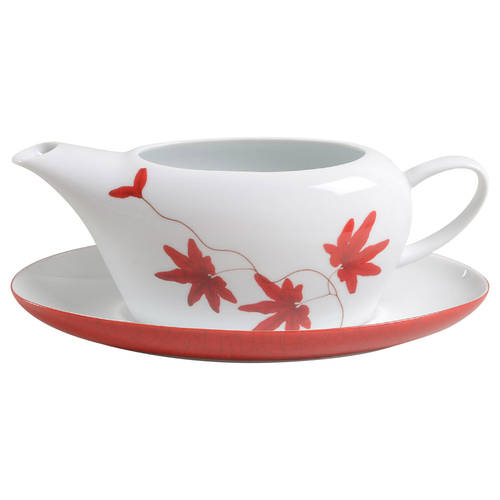 Pure Red Gravy Boat & Underplate