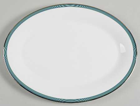 Connections Teal Blue 14" Oval Serving Platter