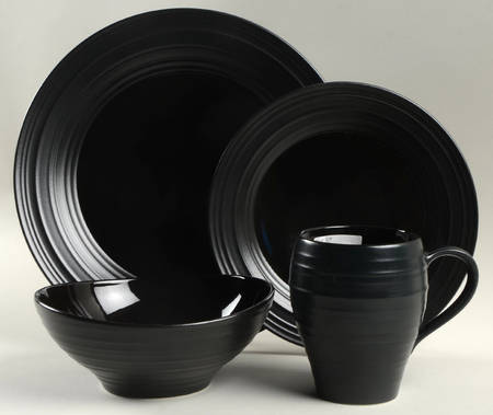 Swirl Black 4 Piece Place Setting